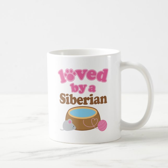 Caneca De Café Raça Siberian do gato amada por um presente (Direita)
