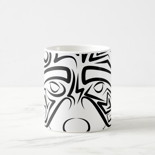 Caneca De Café Racconon Tribal Negro e Branco (Centro)
