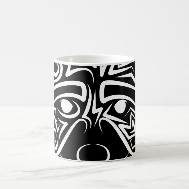 Caneca De Café Racconon Tribal Negro e Branco (Centro)