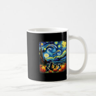 Caneca De Café Raccoon Fall Halloween Van Gogh Starry Night Pumpk