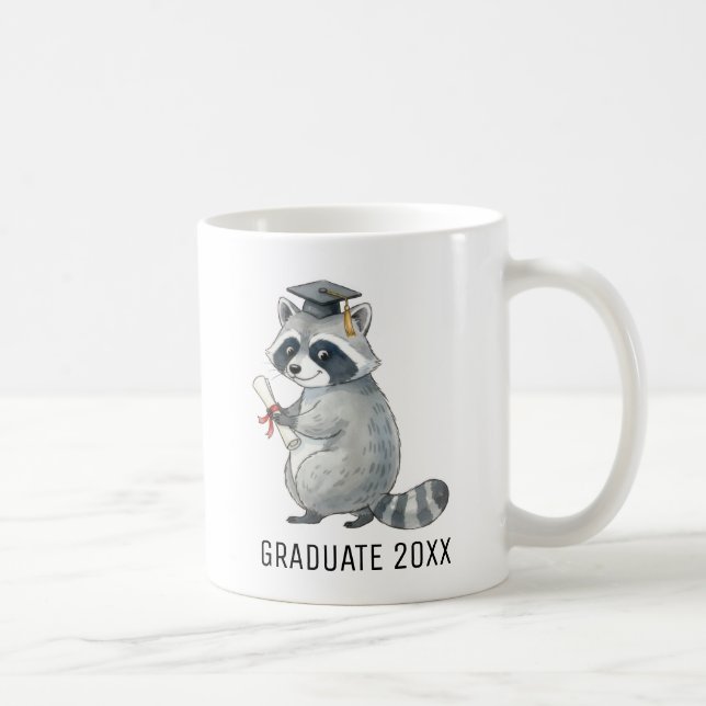 Caneca De Café Raccoon Graduation Personalized (Direita)