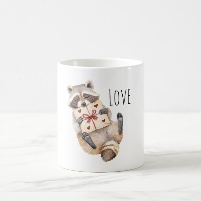 Caneca De Café Raccoon Hearts Gift (Centro)