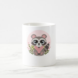 Caneca De Café Raccoon segurando um coração para o Dia de os na