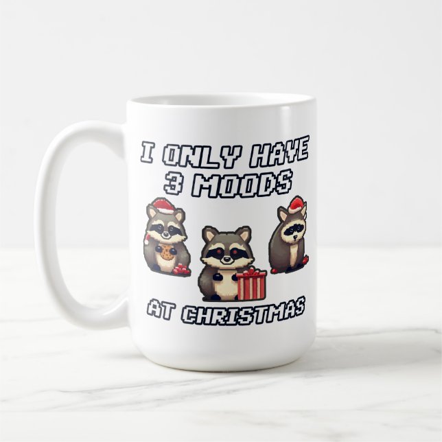 Caneca De Café Raccoon, só tenho 3 humores no Natal (Esquerda)