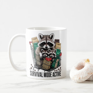 Caneca De Café Raccoon Survival Mode Active Mug - Funny Coffee Ad