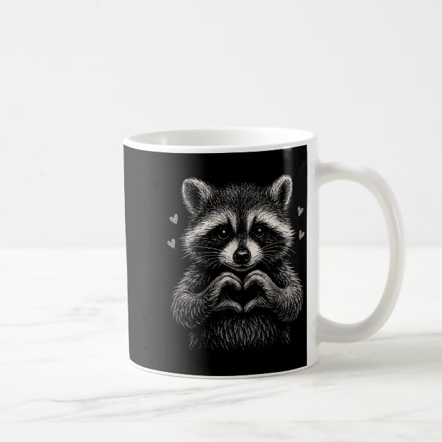 Caneca De Café Raccoon Valentines Day Funny Feral Raccoon Love He (Direita)