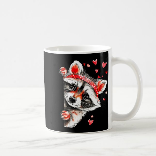 Caneca De Café Raccoon Valentines Day Funny Feral Raccoon Love He (Direita)