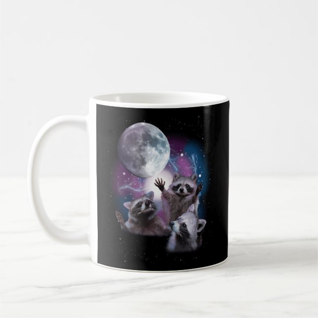 Caneca De Café Raccoons Howling Na Lua - Raccoon (Esquerda)