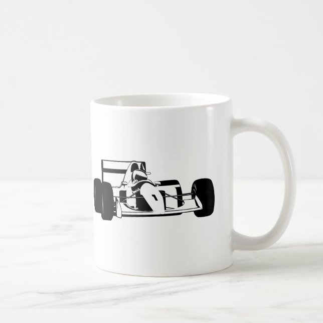 Caneca De Café Race Car Silhouette preto e branco (Direita)
