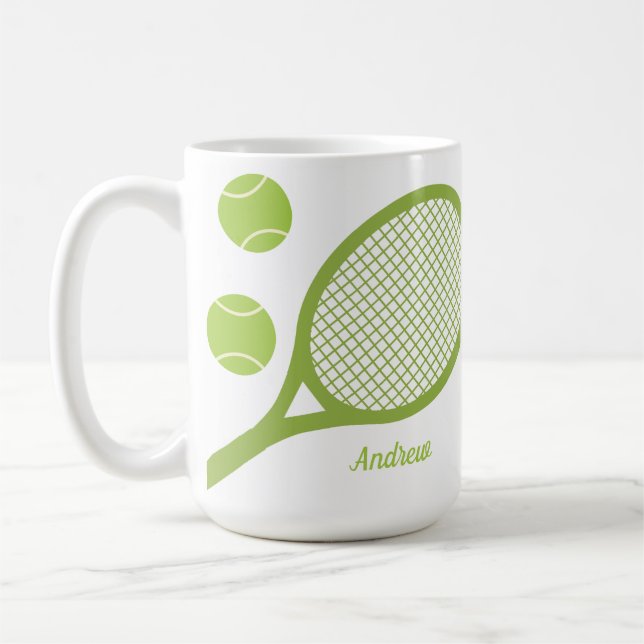 Caneca De Café Racket de Tênis Verde Moderno Personalizado (Esquerda)