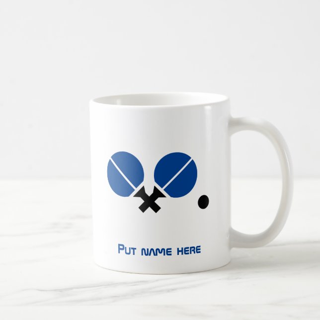 Caneca De Café Rackets de pingue-pongue de mesa e azul-bola (Direita)