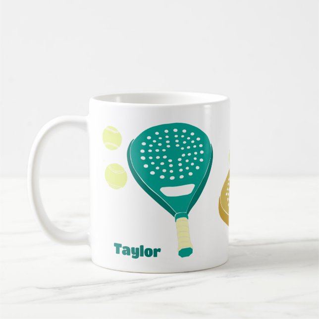 Caneca De Café Rackets de Tênis de Padel e Bolas Personalizados (Esquerda)