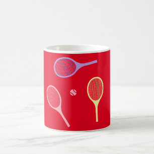 Caneca De Café Rackets de Tênis de Pastel com esfera de Tênis em