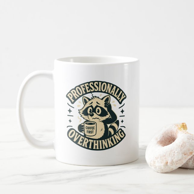 Caneca De Café Racundo Retro Engraçado Pensando Profissionalmente (Com Donut)