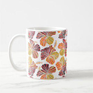 Caneca De Café Radiância Havaiana: Elegância Vegetal Tropical.