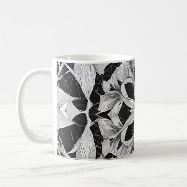 Caneca De Café Radiante Mandala: Arte Fantástica Simétrica Vibran (Esquerda)