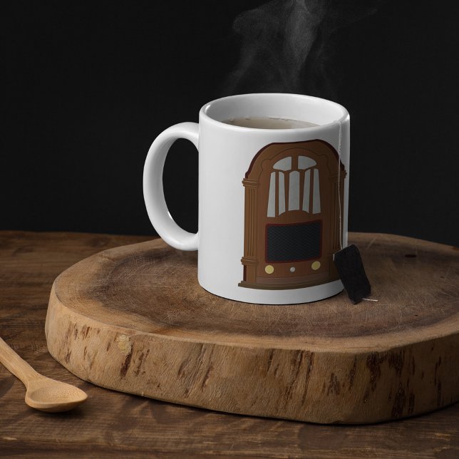 Caneca De Café Rádio Vintage Wooden (Criador carregado)