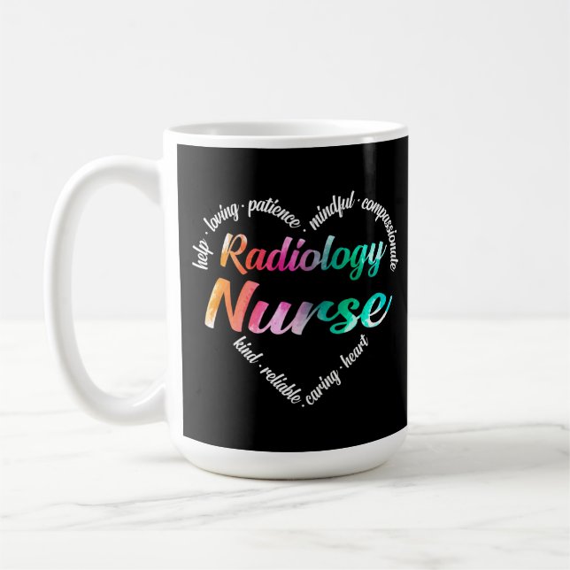 Caneca De Café Radiologia Enfermeira Coração Palavra-Vidro (Esquerda)