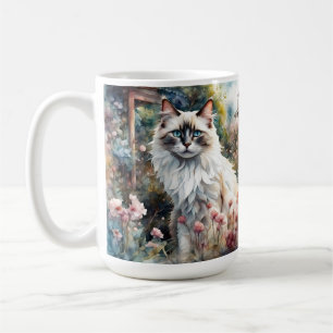 Caneca De Café Ragdoll Cat no jardim inglês