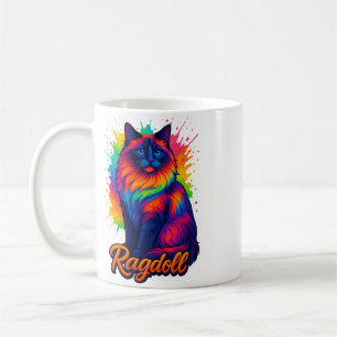 Caneca De Café Ragdoll de Pop de Arte Vibrante - Rua Neon Colorid
