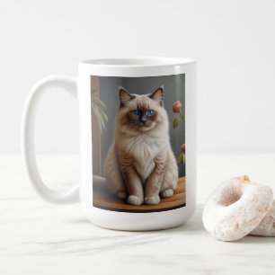 Caneca De Café Ragdoll Gato Retrato Fluffy Blue Eyed