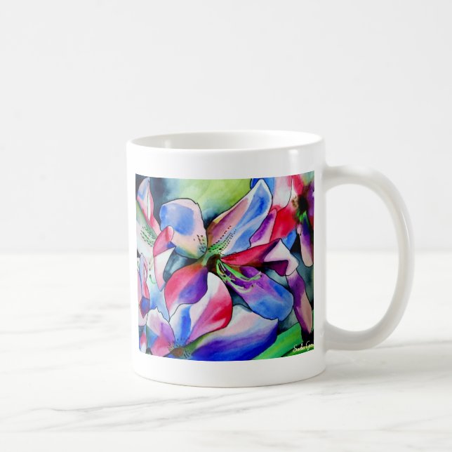 Caneca De Café Rainbow Azalea flor original de aquarela (Direita)