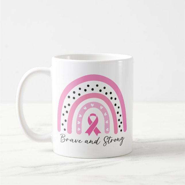Caneca De Café Rainbow Breast Cancer Pink Ribbon Awareness (Esquerda)