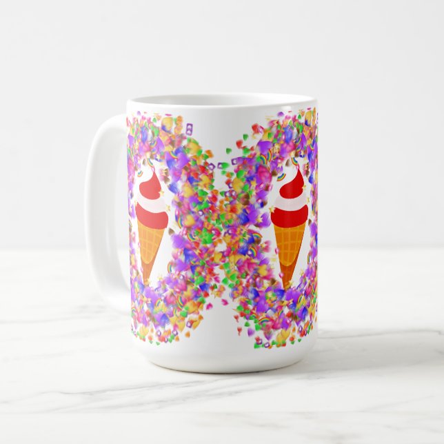 Caneca De Café Rainbow Confetti Swirl Ice Cream (Frente Esquerda)