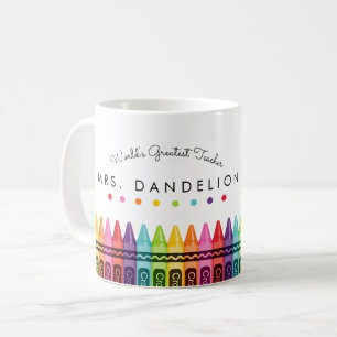 Caneca De Café Rainbow Crayons Mundiais Maior Professora Café Mug