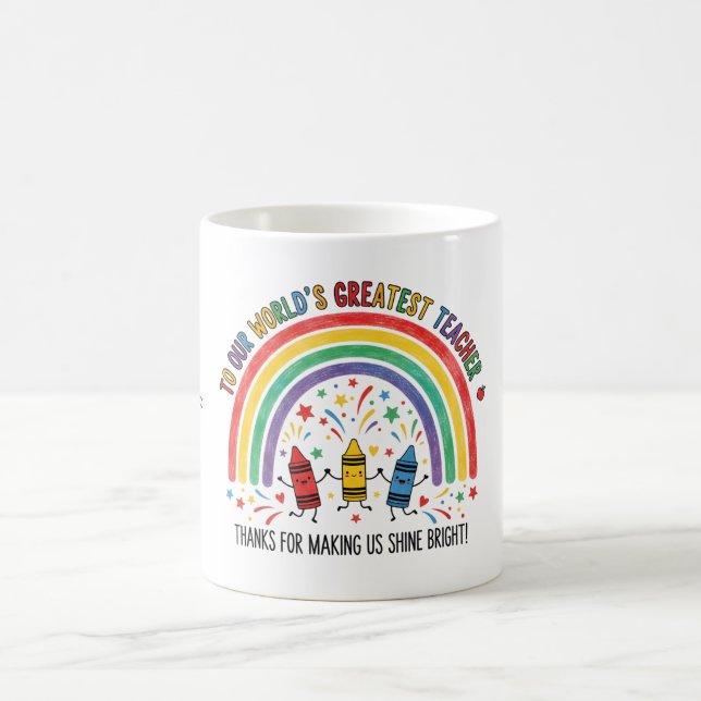 Caneca De Café Rainbow Dancing Crayon Worlds Greatest Teacher (Centro)