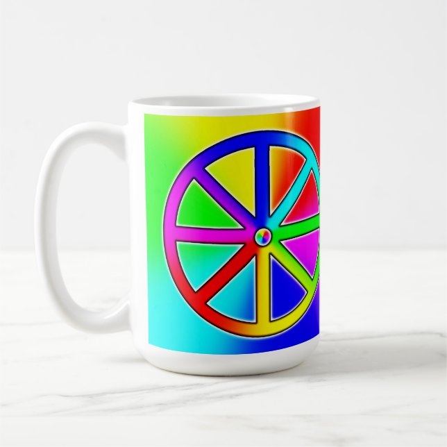 Caneca De Café Rainbow Dharma Wheel - Budista (Esquerda)