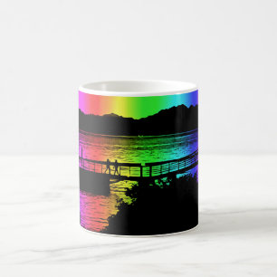 Caneca De Café Rainbow Dock Silhouettes Coffee Cup e Mug