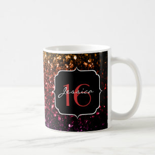 Caneca De Café Rainbow faux glitter sparkles Sweet 16