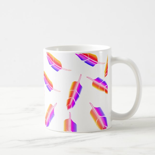 Caneca De Café Rainbow Feather Pattern (Direita)