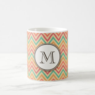 Caneca De Café Rainbow Grunge Zigzag Chevrons
