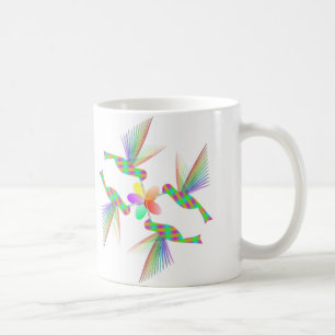 Caneca De Café Rainbow Hummingbird Beijando Uma Flor