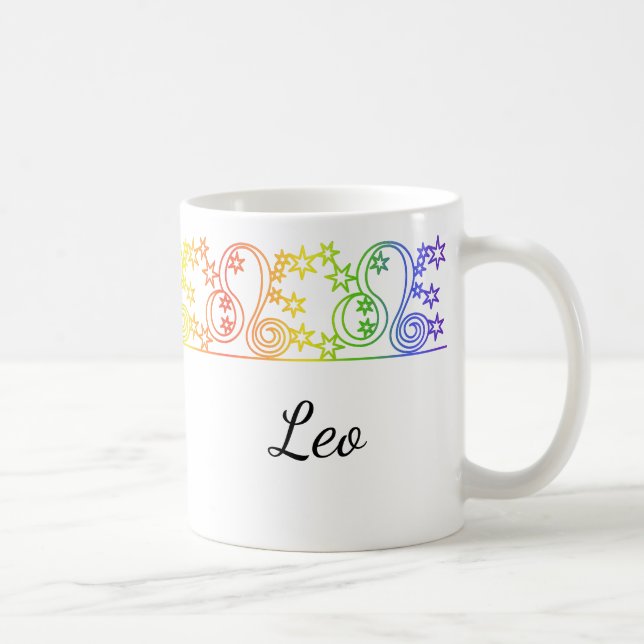 Caneca De Café Rainbow Leo - Sinal de Borda Personalizada (Direita)