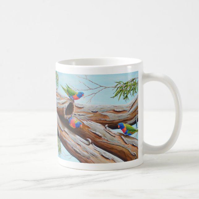 Caneca De Café Rainbow Lorikeets australiano Painting Pird (Direita)
