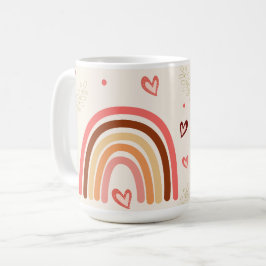 Caneca De Café Rainbow Love Boho Bolinhas e Harts