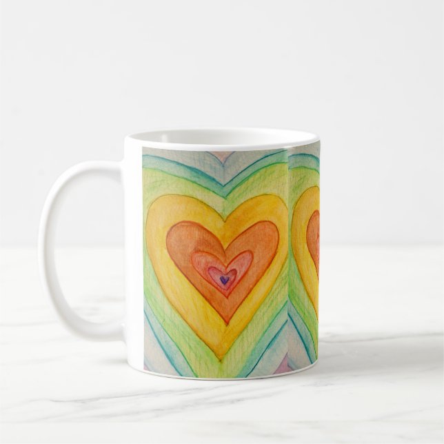 Caneca De Café Rainbow Love Hearts Art Coffee Cups (Esquerda)