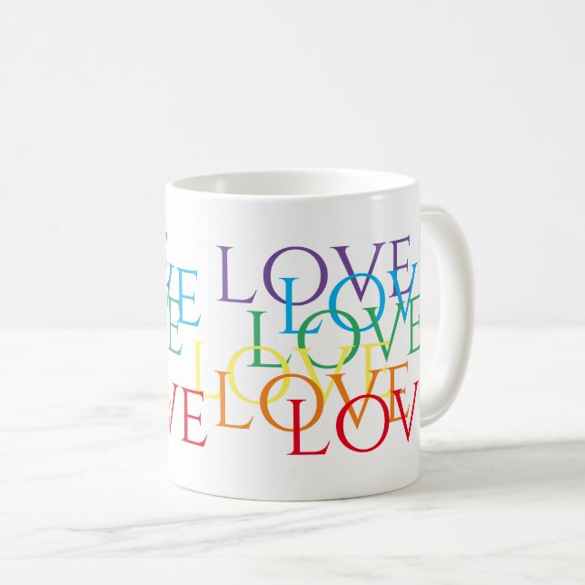 Caneca De Café RAINBOW LOVE White Mug (Frente Esquerda)
