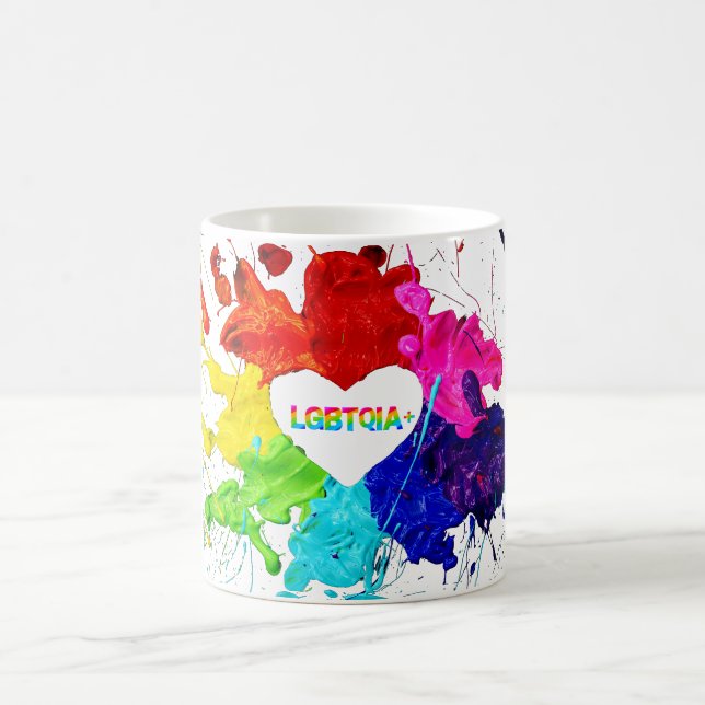 Caneca De Café Rainbow Modern Stripe LGBT (Centro)