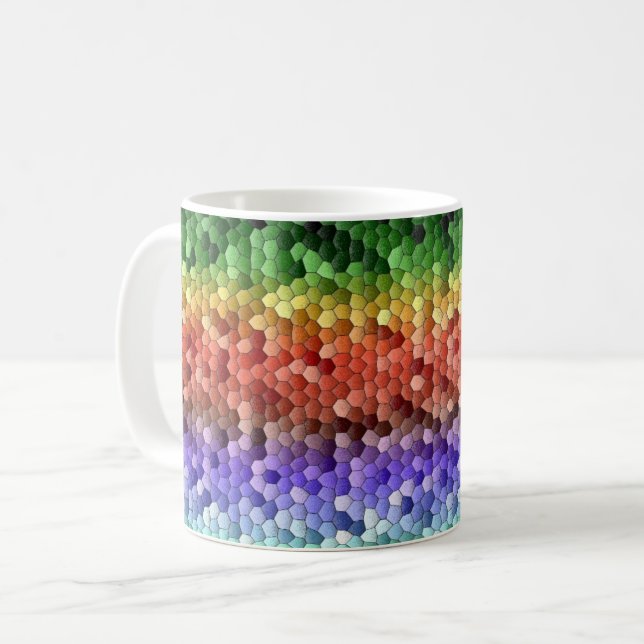 Caneca De Café Rainbow Mosaic Pattern (Frente Esquerda)