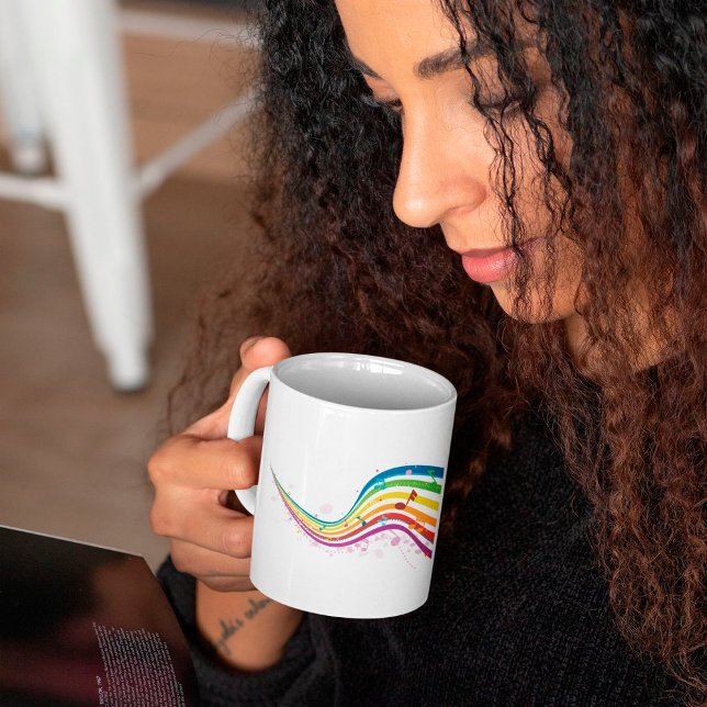 Caneca De Café Rainbow Music Wave Mug (Criador carregado)