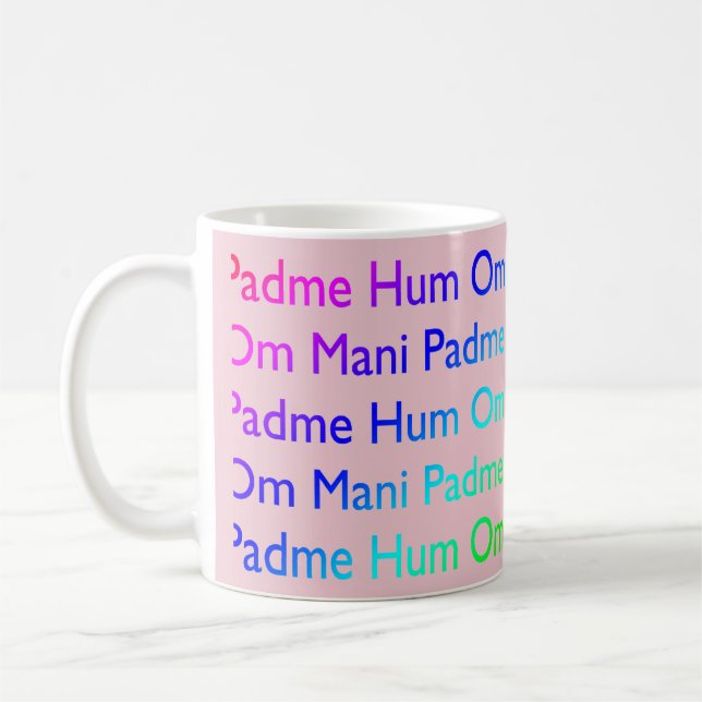 Caneca De Café Rainbow Om Mani Padme Hum (a rosa) (Esquerda)