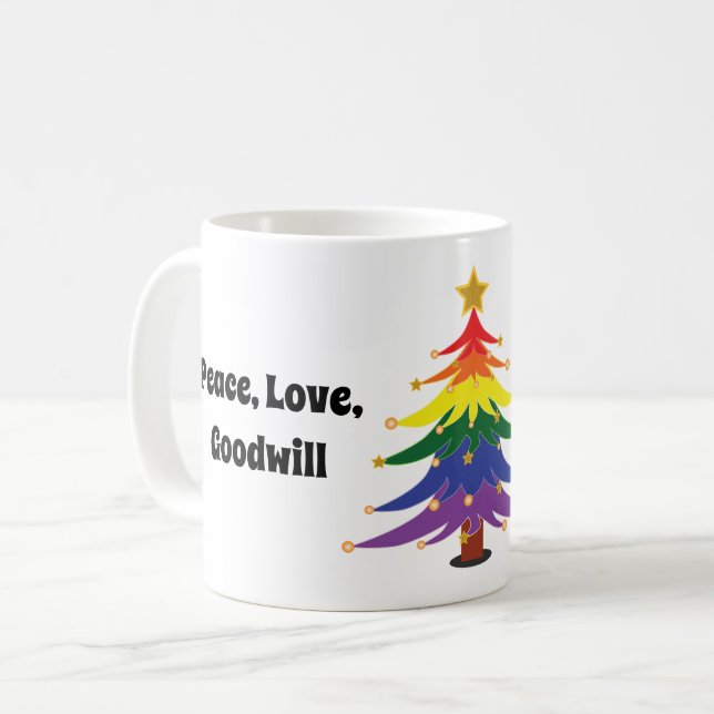 Caneca De Café RAINBOW orgulho lgbt natal gay bissexual lésbica (Frente Esquerda)