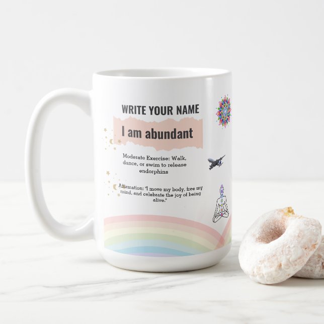 Caneca De Café Rainbow peace Serenity Antistress Calm Meditation (Com Donut)