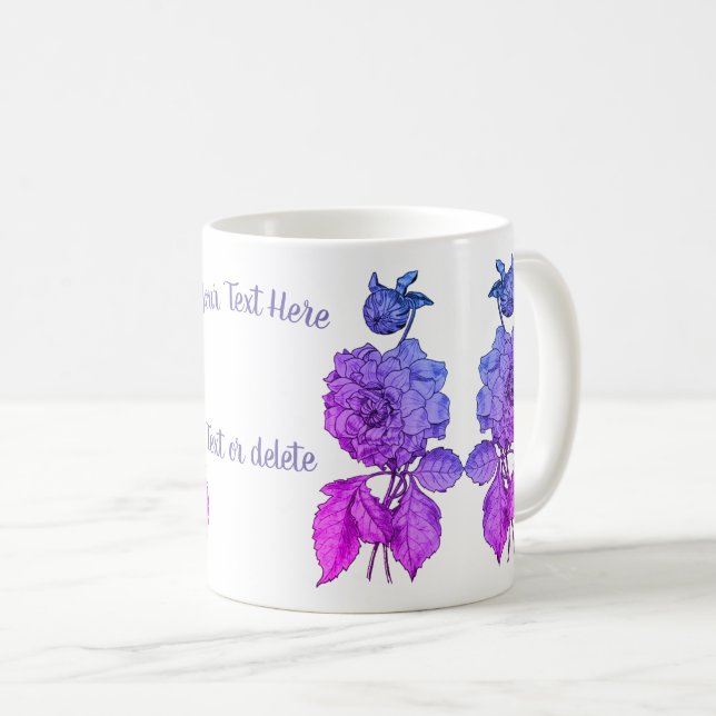 Caneca De Café Rainbow Peony Personalizado (Frente Esquerda)