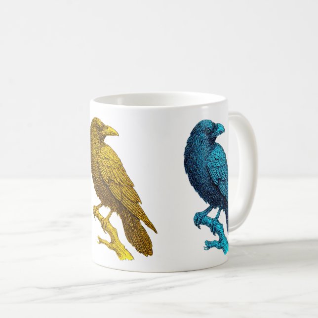 Caneca De Café Rainbow Raven Mug Art (Frente Esquerda)