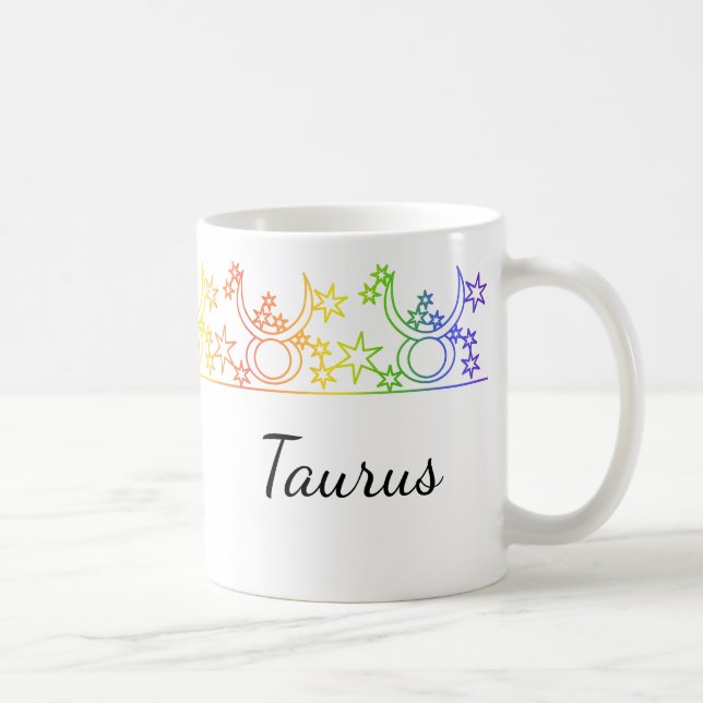 Caneca De Café Rainbow Taurus - Sinal de Estrela - Mug Personaliz (Direita)